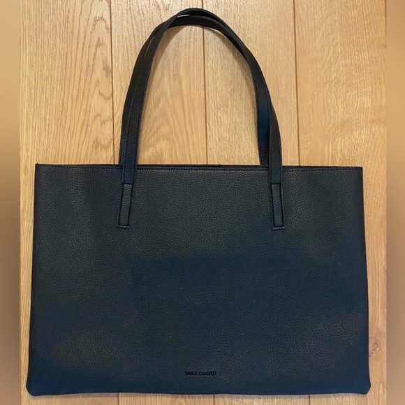 Vince Camuto Ciao Bella Black and Gray Leather Tote Bag – 17"x 11.5" - Picture 4 of 9